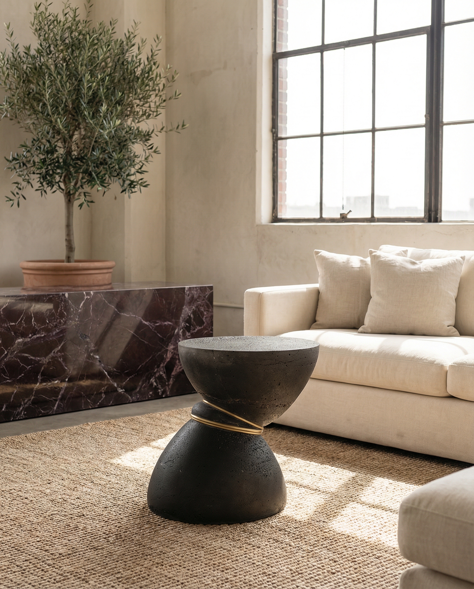 Gesto coffee table — stone caught in a single expressive gesture